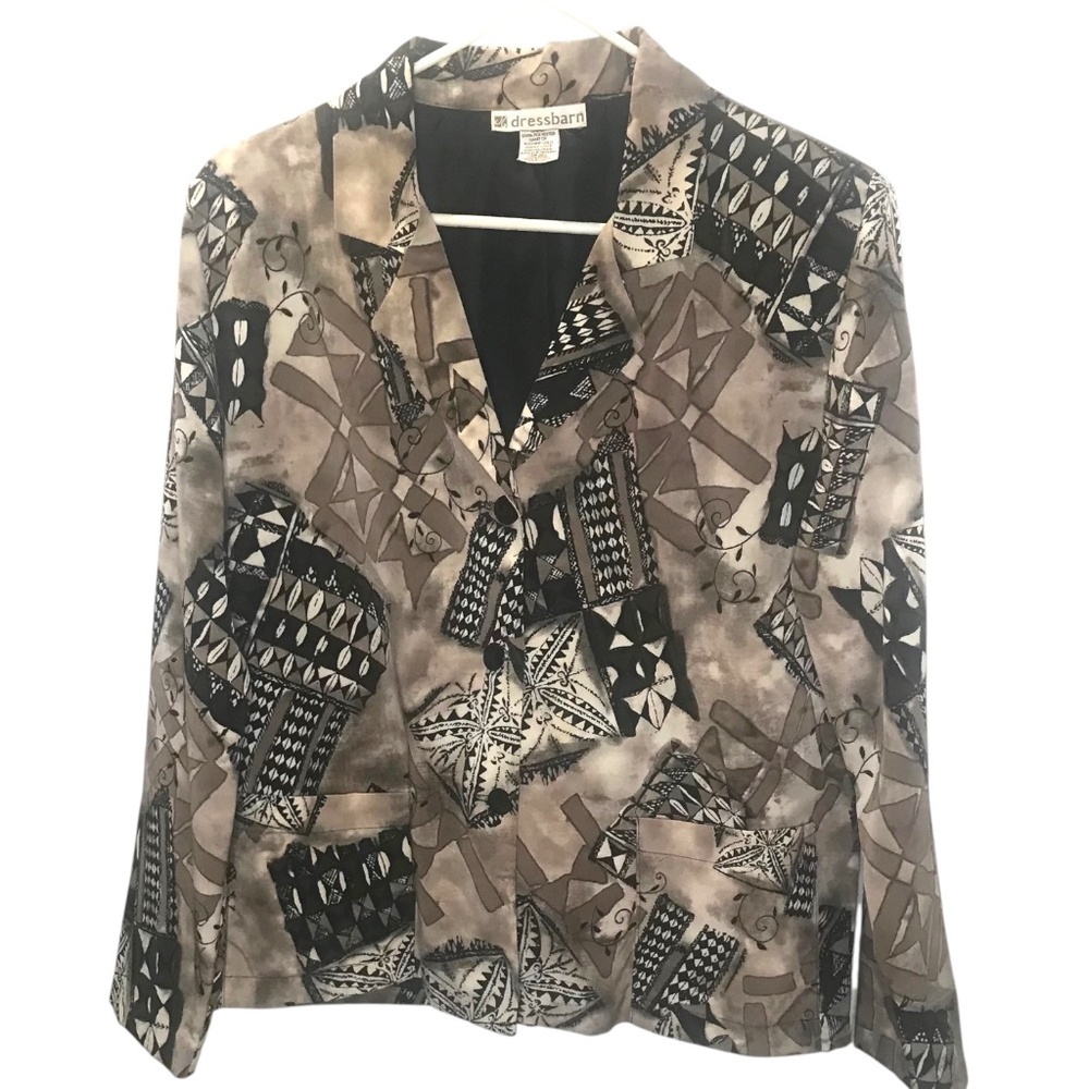 Women’s Abstract Print  Blazer Jacket Neutral Brown Black